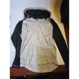BKE Buckle Mens Raglan Thermal Henley Hoodie 8PY2056M Size Medium Black & Grey